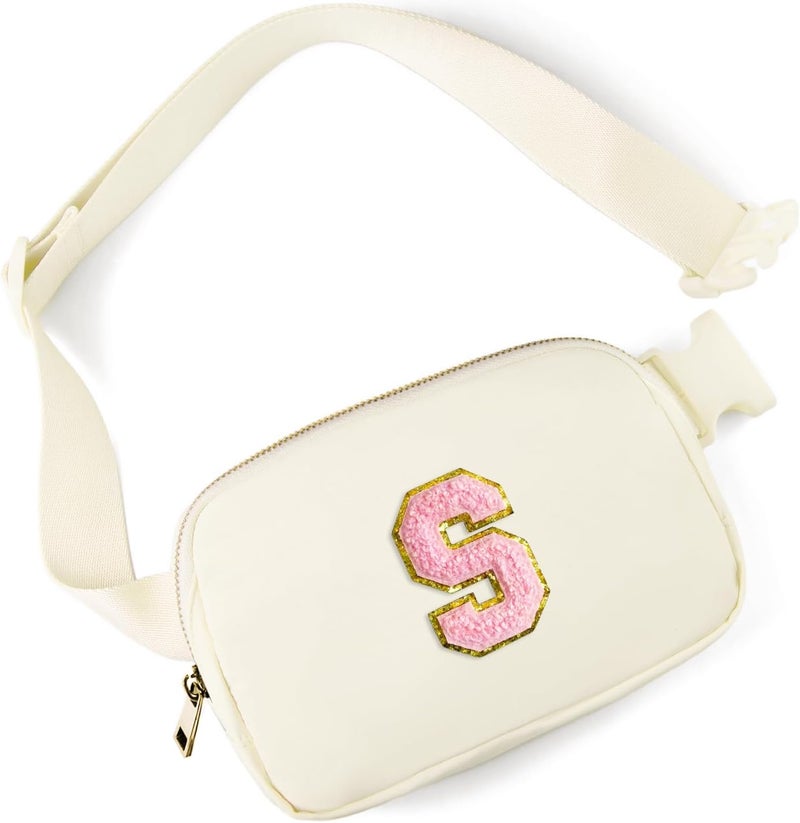 Gitus Personalized Gifts Birthday Gifts for Girls Fanny Pack Cross Body Bags with Initial Letter Preppy Stuff Gifts for Her Girlfriend Wife Sister Friends Mom (Ivory-S) - Image 1